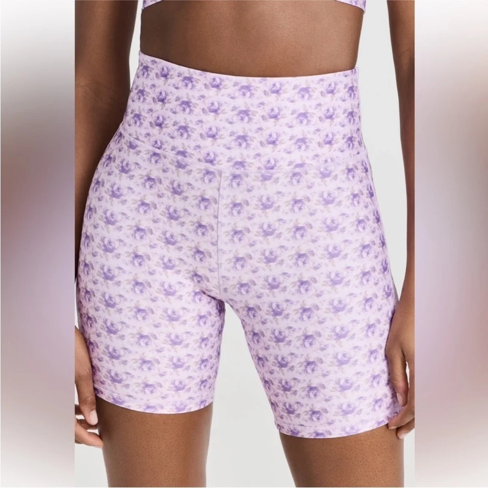 LoveShackFancy // Giada Biker Shorts, Size Large, Purple Meadow Print - Picture 1 of 7